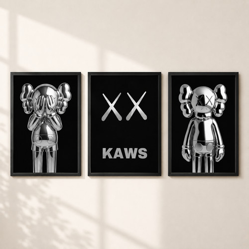 Kaws silver chrome wall art - kaws,