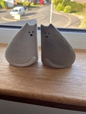 Pair Textured Ceramic Cat Figures