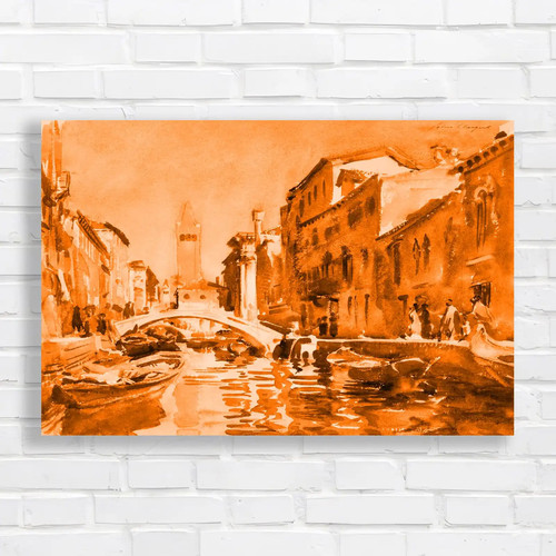 Venetian canal scene orange - scene,