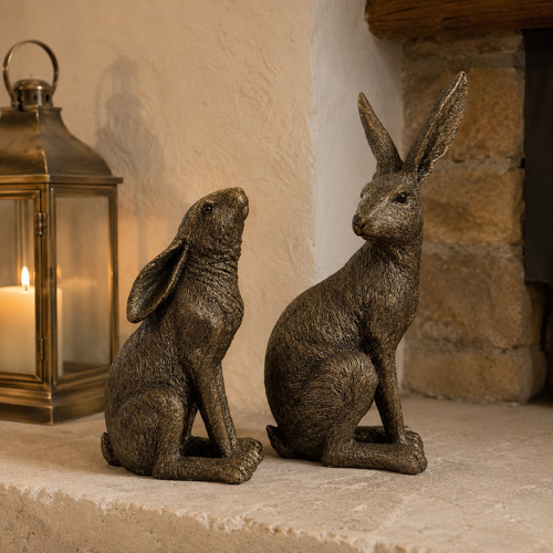 Bronze effect sitting - bronze, hare