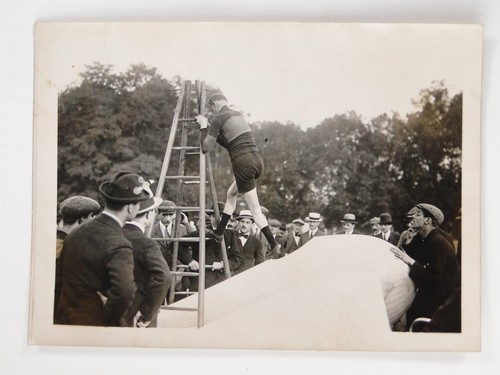 Man climbs ladder early - man,