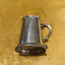 One Pint Masonic Hand Made English Pewter Tankard (ts335)