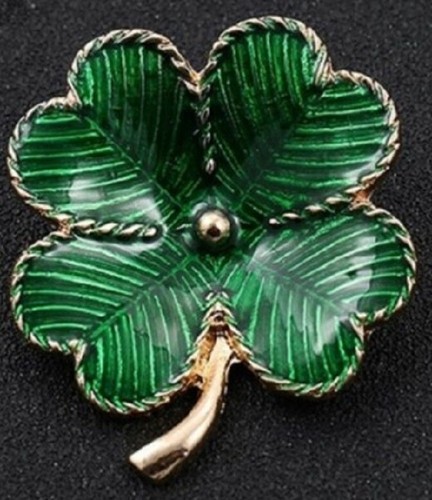 Larger green crystal four leaf - green,