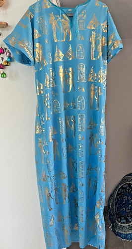 Egyptian blue kaftan dress - kaftan, xxl