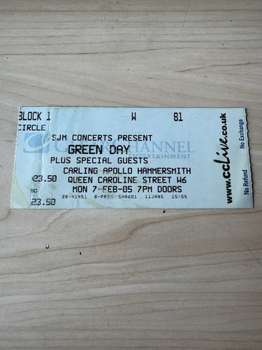 Green day gig - day, ticket
