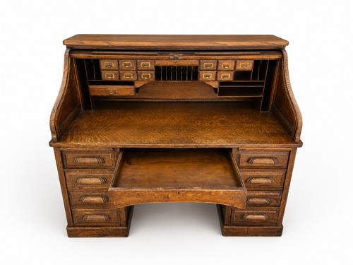 Antique oak roll top desk - oak,