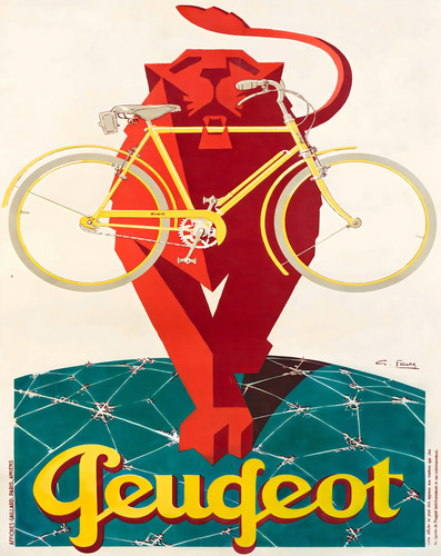 Peugeot lion bicycle poster - peugeot,