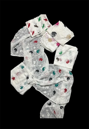 White cotton dupatta - cotton, wrap