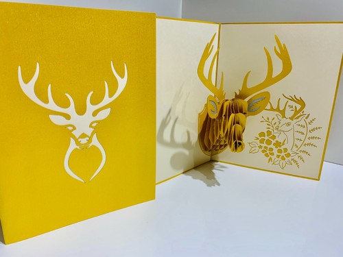 Origami pop cards gold - gold, stag