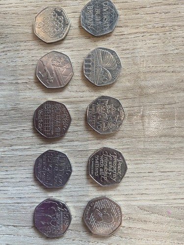 Bundle rare 50p coins - rare, 10
