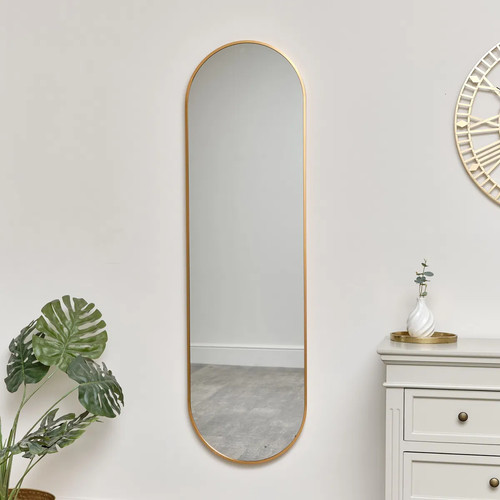 Gold oval framed wall mirror - gold,