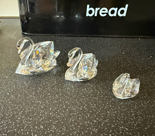 Swarovski crystal swans set - crystal,