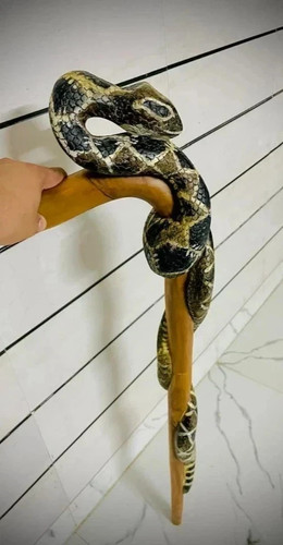 Wooden walking stick hand