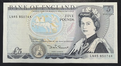 Old five pound note - five,