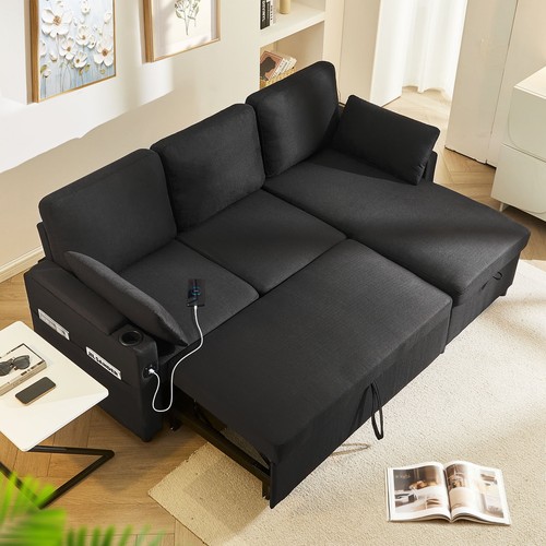 Linen sleeper sofa bed - linen, bed,pull