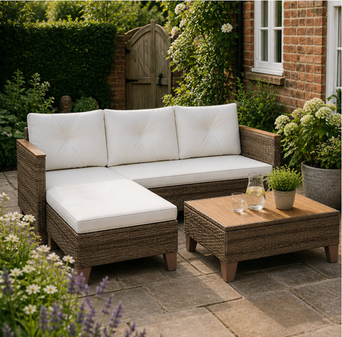 Corner rattan sofa set - corner, garden