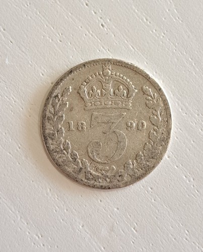 1899 silver threepence coin - ,