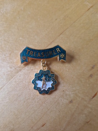 Vintage enamel treasurer badge - vintage,
