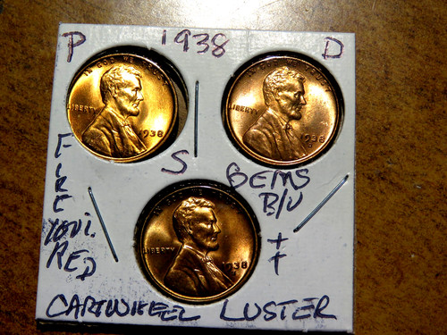 1938pds lincoln penny year set - lincoln,