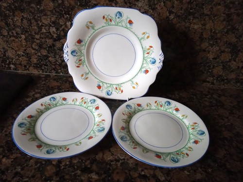 1930s hand painted cake plate - hand,
