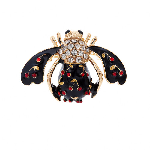 Crystal bee brooch black - bee,