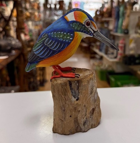 Carved wooden garden birds - carved,