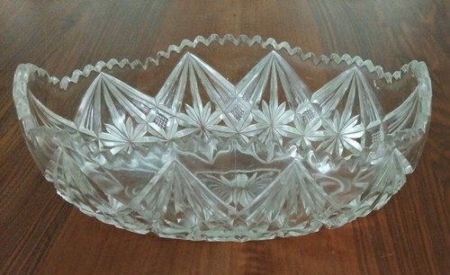 Antique glass oval serving - antique,