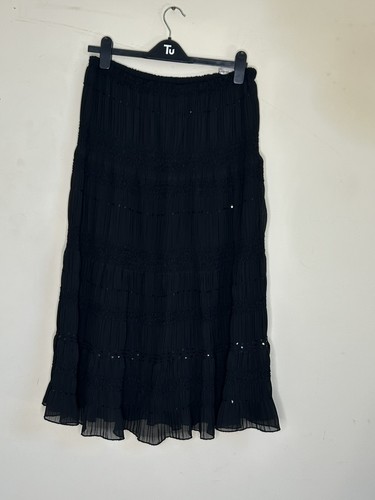 Ladies black tiered smocked - ,