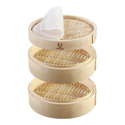 Bamboo steamer basket with - bamboo, lid