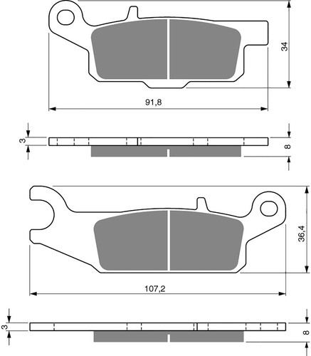 Brake disc pads front - disc, r/h
