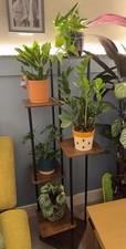 Modern wood len plant stand - wood,