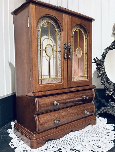 Vintage wooden jewelry armoire - vintage,