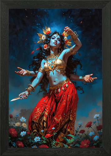 Goddess kali with - knife, in