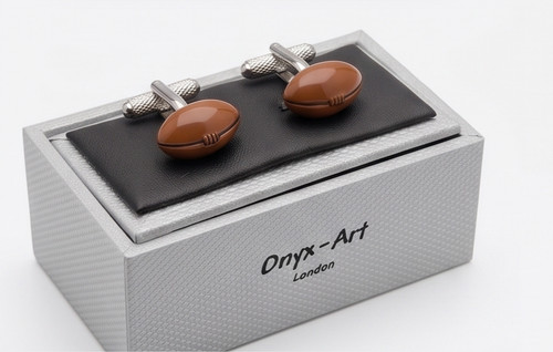 Rugby ball cufflinks brown - rugby,