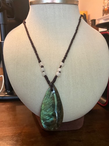 Large labradorite pendant with - large,