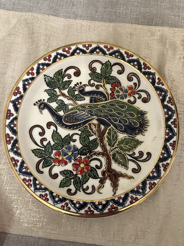 24k gold greek ceramic peacock - greek,