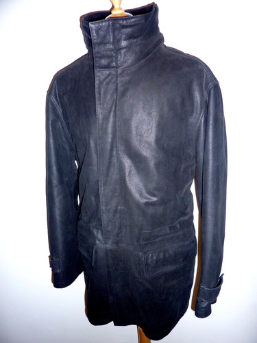 Black leather jacket - black,