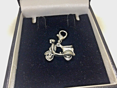 Vintage silver tone moped - tone,