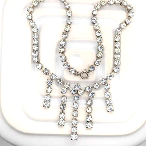 Vintage diamante drop necklace - vintage,