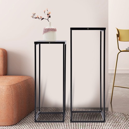 Set metal pedestal plant - of,