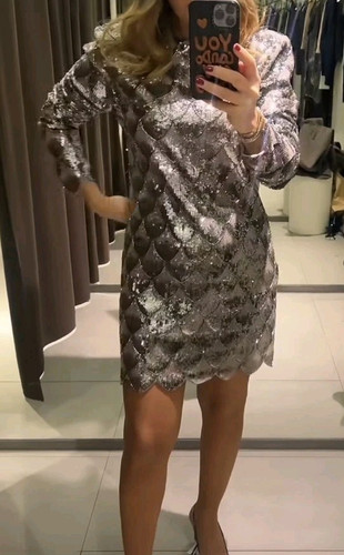 Zara silver sequin mini - zara,