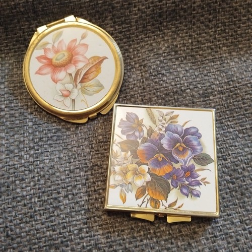 Enamelled floral mirror - enamelled,