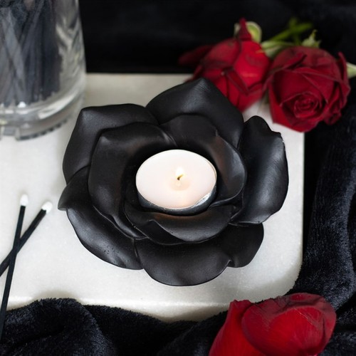 Black rose resin - rose, tealight