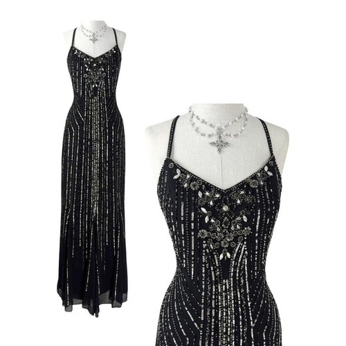 Vintage silk beaded - silk, black