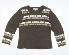 Marble Women's Brown Striped Knit Jumper - Size 14
