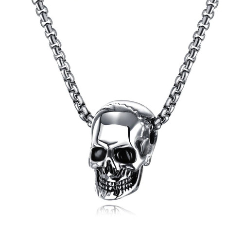 Silver gold scull pendant - silver,