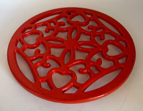 Cast iron trivet enamel round - trivet,