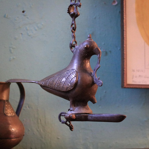 Antique indian hanging diya - antique,