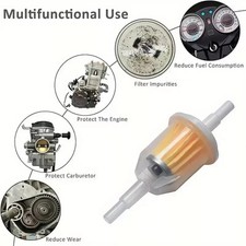 Universal Lawn Mower In Line Petrol Or Diesel Fuel Filter 6/8mm Hose Tails