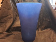 LARGE BLUE FROSTED GLASS VASE
